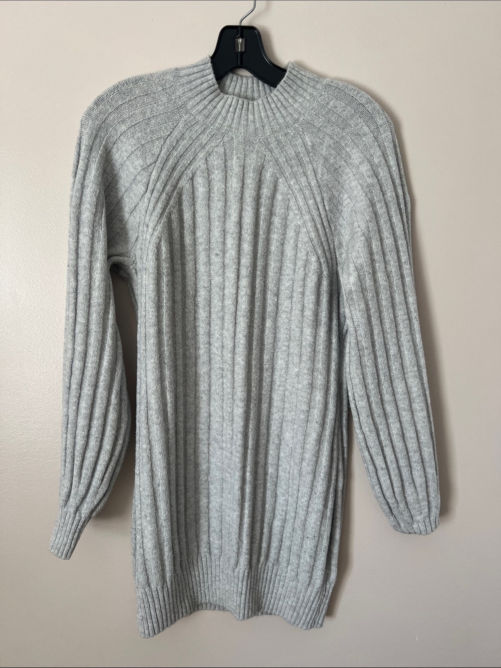 Hollister Light Gray Ribbed Mock Turtleneck Sweater Dress